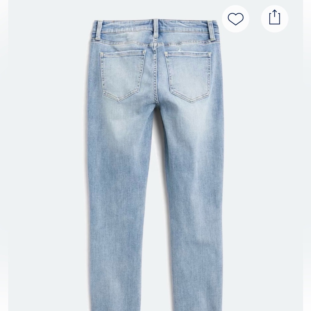 Cosmic Blue Love Skinny Jeans with light distressing details. Roll up optional